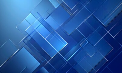 Fototapeta premium Abstract blue geometric shapes layered with transparency, creating a modern design aesthetic.