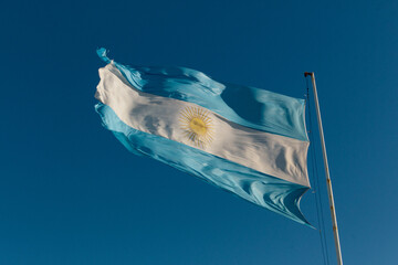 Argentine Flag Flying Against a Clear Blue Sky