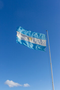 Argentine Flag Flying Against a Clear Blue Sky