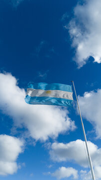 Argentine Flag Flying Against a Clear Blue Sky