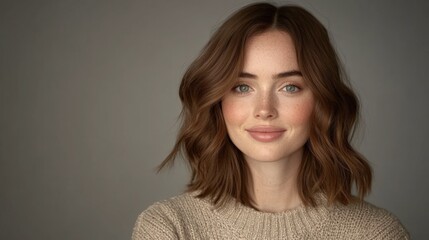 Fototapeta premium Natural Beauty Portrait with Soft Lighting and Warm Tones
