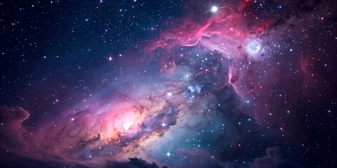 Fototapeta premium Colorful galaxy nebula, starry night, cosmos, supernova background.