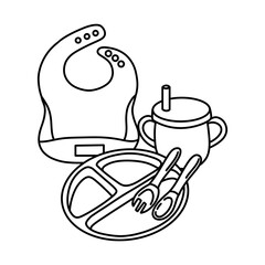 Cutlery set for babies outline