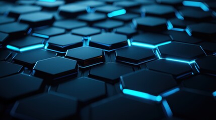 Fototapeta premium Futuristic hexagonal pattern with glowing blue edges