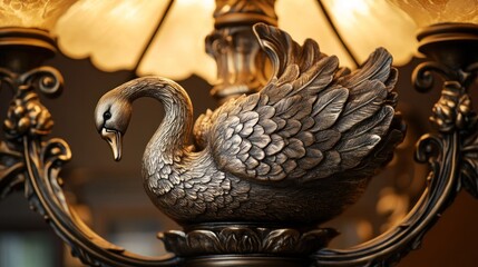 Ornate Swan Lamp Base Detail