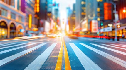 A soft blur of New York Citys skyline, creating a dreamy effect on the urban landscape and enhancing its vibrant appeal.