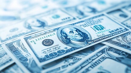 Close-up of stacked hundred dollar bills