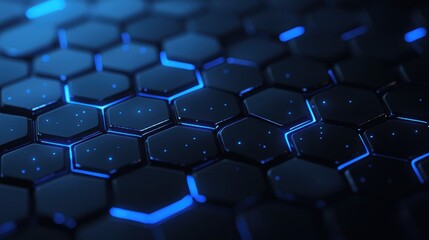 Obraz premium Futuristic hexagonal pattern with glowing blue accents