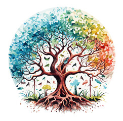 watercolor tree of life with no back ground
