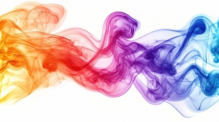 Colorful Abstract Smoke Wave Isolated on White Background for Creative Design and Artistic Inspirations in Modern Photography