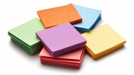 Fototapeta premium Colorful Adhesive Notes Collection with Various Shades and Textures Perfect for Organization, Planning, and Creative Decoration in Your Workspace