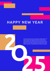 Blue Pink And Orange 2025 Abstract Shape Cover Poster Design Background