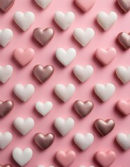 Pink and white hearts on pink