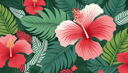 Fototapeta premium Tropical flowers bloom lushly