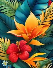 Vibrant tropical flowers
