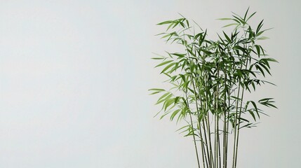 Fototapeta premium Isolated Bamboo Plant Against a White Background Perfect for Minimalist Decor and Nature Themes, Symbolizing Growth, Tranquility, and Sustainability in Modern Spaces