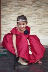 A cute beautiful girl princess wearing sandals. Tiara, gown, party, birthday, Cinderella, bracelet, Asian, Indian, fairy love baby toddler fancy dress kids playing dancing Sukanya Samruddhi Yojana hug