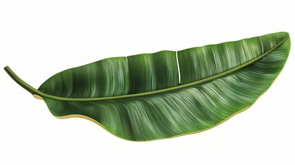 Fototapeta premium Isolated Green Banana Leaf with Detailed Texture on a White Background - Perfect for Nature, Tropical, and Culinary Themes