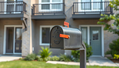 Mailbox in condominium house. Mail service isolated with white highlights, png