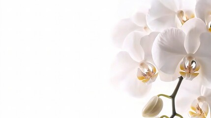 Fototapeta premium Elegant White Orchid Blossom on a Soft Background - A Captivating Close-Up of Nature’s Beauty and Delicate Petals Fashioned for Your Design Needs