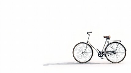 Fototapeta premium Isolated Bicycle on a White Background, Perfect for Minimalist Designs and Creative Projects, Ideal for Use in Digital Art and Advertisements