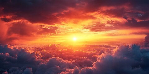 Dramatic Sunset with Fiery Clouds and Sun Rays