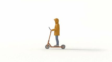 3D Illustration of a Person Riding a Scooter