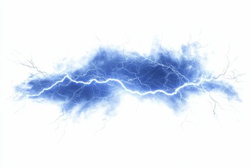 Abstract Blue Lightning Strike in a Cloudy Sky