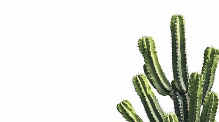 Isolated Green Cactus Plant on White Background, Perfect for Minimal Summer Decor and Natural Themed Designs, Capturing the Essence of Nature in Every Detail
