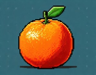 realistic drawing with pixel style orange