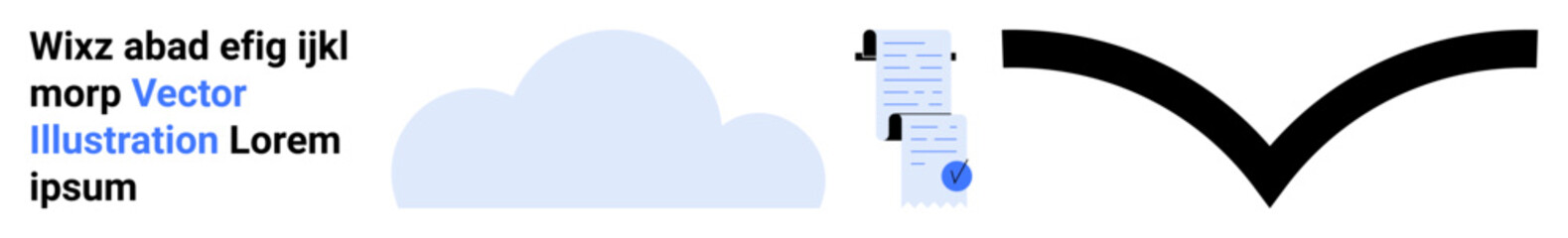 Cloud icon, smartphone with messages, abstract black arrow. Ideal for cloud services, mobile apps, communication, technology, data storage, web design, business presentations. Landing page