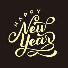 happy new year logo design template. abstract hand drawn creative calligraphy vector logo design. 