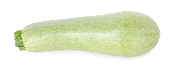 One fresh ripe zucchini isolated on white, top view
