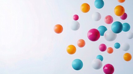 Fototapeta premium Vibrant and Colorful Balloons Floating Against a Light Background, Perfect for Celebrations, Parties, and Creative Designs, Capturing Joy and Whimsy in Every Detail