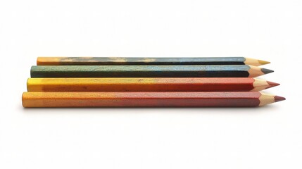 Obraz premium Colorful Pencil Set Isolated on White Background for School and Artistic Use Featuring Various Shades in a Creative Arrangement