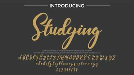 Studying Font Stylish brush painted an uppercase vector letters, alphabet, typeface