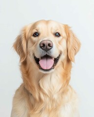 Obraz premium Golden Retriever Dog Portrait with Friendly Expression and Shiny Golden Fur, Ideal for Pet Lovers and Dog Enthusiasts