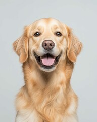 Golden Retriever Dog Portrait with Friendly Expression and Shiny Golden Fur, Ideal for Pet Lovers and Dog Enthusiasts

