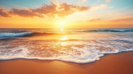 Golden Sunset Over the Ocean