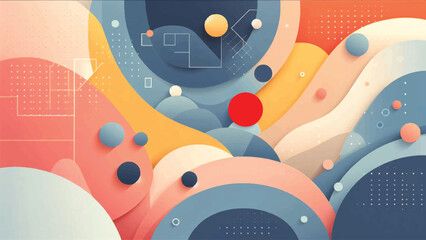 An abstract background illustration made up of layered geometric shapes. The design should be visually engaging yet subtle enough to use as a backdrop for text