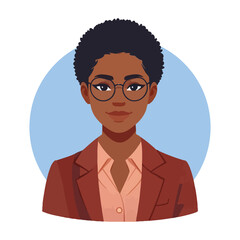 Professional African woman portrait flat cartoon vector