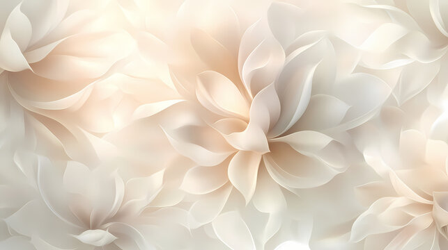 Elegant petals in soft beige and cream, creating an ethereal floral background with a touch of luxury generative ai. Monochrome. Illustration