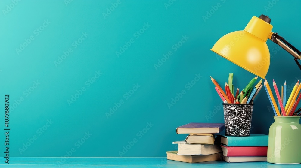 Poster explore innovative educational technology gadgets set up on a bright workspace for enhanced learning