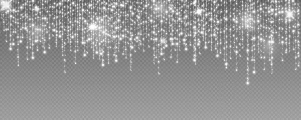 Christmas garland isolated on transparent background. Glowing colorful light bulbs with sparkles.Xmas, New Year, wedding or Birthday decor. Party event decoration. Winter holiday season element.