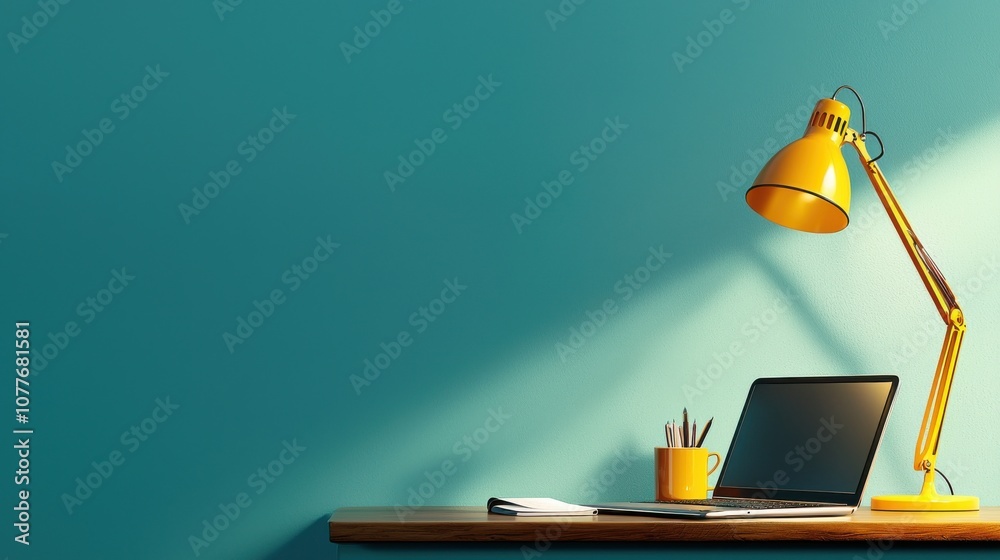 Poster enhance your remote learning experience with a laptop and organized notes in a bright workspace