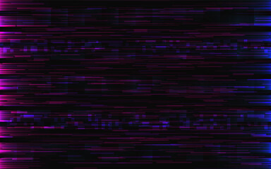 Glitch cyberpunk effect. Color digital distortions. Abstract overlay lines. Modern computer noise. Video screen error. Random geometric elements. Vector illustration.