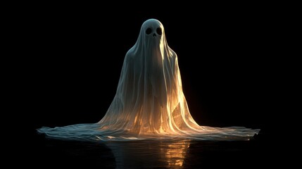 halloween ghost scary haunting floating specter eerie evil spooky skull supernatural phenomenon dark background horror theme dramatic lighting video.