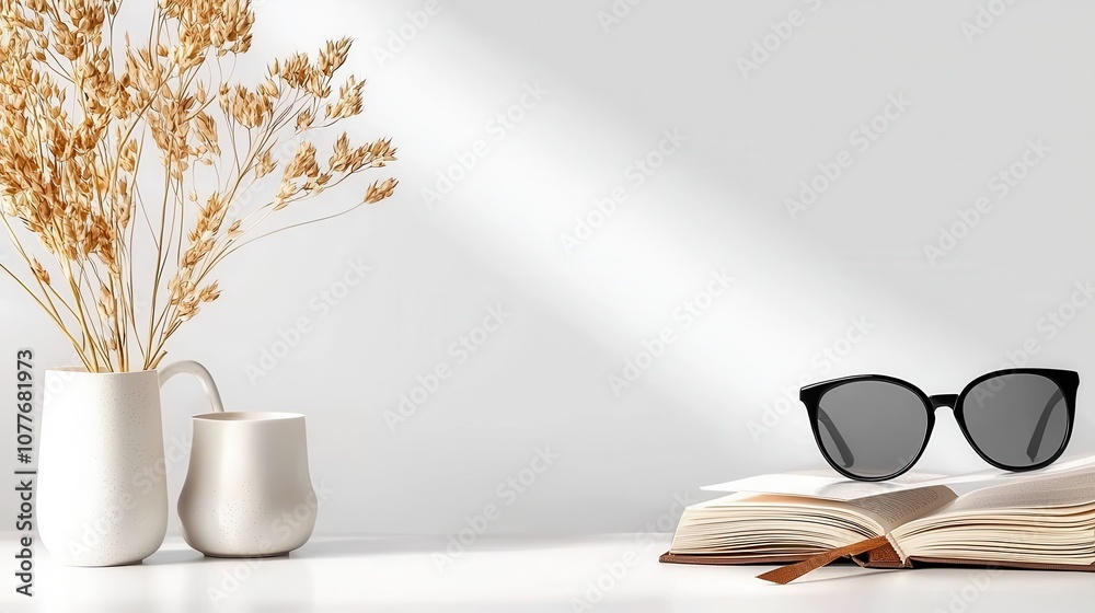 Aufkleber enhancing remote education with tablets and books on a clean background for focused learning