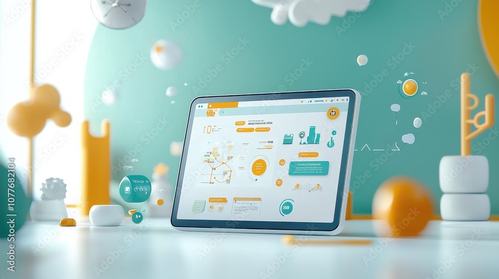 Poster Explore the dynamic elearning platform on a tablet against a bright background to enhance learning experience