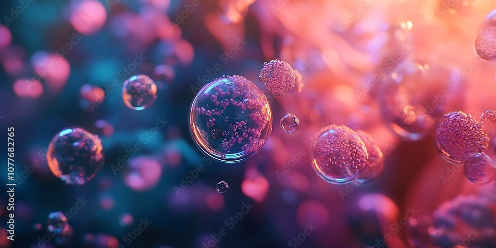 Wall mural abstract colorful bubbles in bokeh background